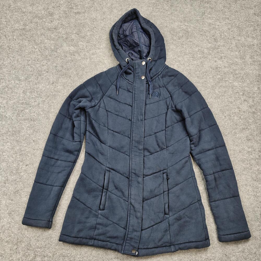 The North Face Coat Womens Small Blue Quilted Hooded Lined Insulated Pockets